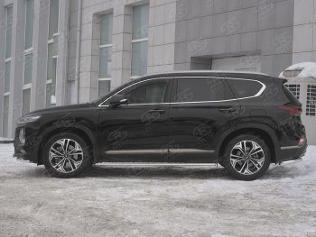 20 999 р. Пороги из труб 75х42 с проступью Russtal Hyundai Santa Fe TM дорестайлинг (2018-2021)  с доставкой в г. Набережные‑Челны. Увеличить фотографию 2