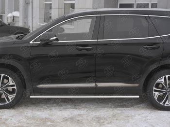 20 999 р. Пороги из труб 75х42 с проступью Russtal Hyundai Santa Fe TM дорестайлинг (2018-2021)  с доставкой в г. Набережные‑Челны. Увеличить фотографию 3