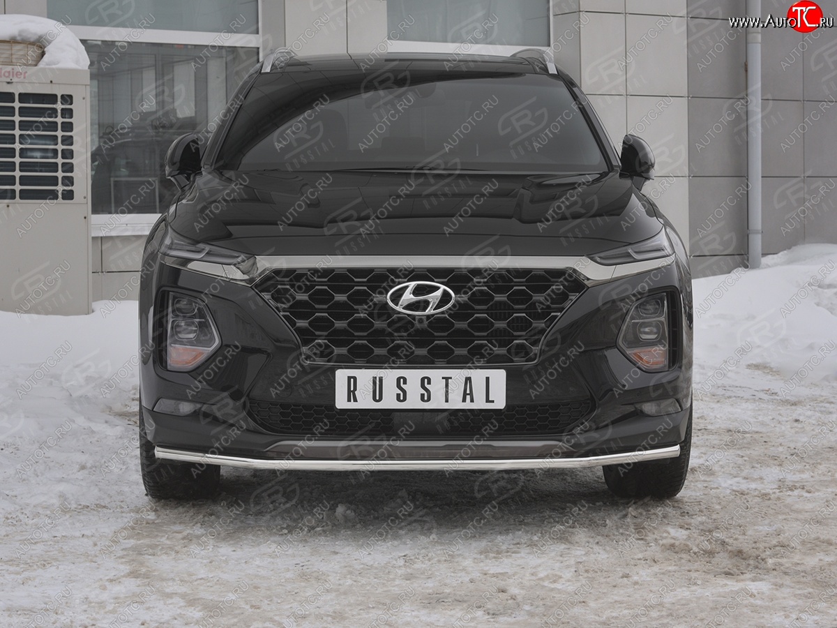 16 999 р. Защита переднего бампера (Ø42 мм, нержавейка) SLITKOFF  Hyundai Santa Fe  TM (2018-2021) дорестайлинг  с доставкой в г. Набережные‑Челны