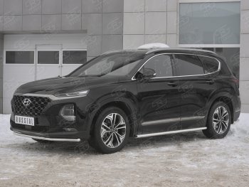 16 999 р. Защита переднего бампера (Ø42 мм, нержавейка) SLITKOFF  Hyundai Santa Fe  TM (2018-2021) дорестайлинг  с доставкой в г. Набережные‑Челны. Увеличить фотографию 2