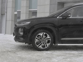 16 999 р. Защита переднего бампера (Ø42 мм, нержавейка) SLITKOFF  Hyundai Santa Fe  TM (2018-2021) дорестайлинг  с доставкой в г. Набережные‑Челны. Увеличить фотографию 3