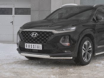 21 399 р. Защита переднего бампера из труб d42 SLITKOFF  Hyundai Santa Fe  TM (2018-2021) дорестайлинг  с доставкой в г. Набережные‑Челны. Увеличить фотографию 3