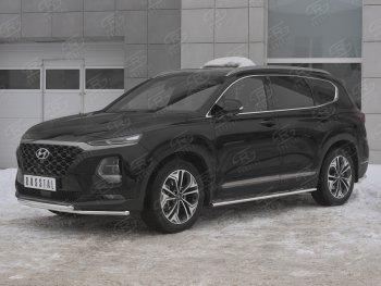 21 399 р. Защита переднего бампера из труб d42 SLITKOFF  Hyundai Santa Fe  TM (2018-2021) дорестайлинг  с доставкой в г. Набережные‑Челны. Увеличить фотографию 4