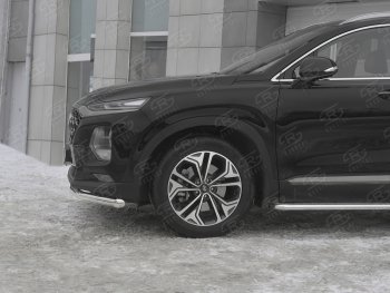 18 549 р. Защита переднего бампера (Ø63 мм, нержавейка) SLITKOFF  Hyundai Santa Fe  TM (2018-2021) дорестайлинг  с доставкой в г. Набережные‑Челны. Увеличить фотографию 3