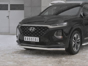 18 549 р. Защита переднего бампера (Ø63 мм, нержавейка) SLITKOFF  Hyundai Santa Fe  TM (2018-2021) дорестайлинг  с доставкой в г. Набережные‑Челны. Увеличить фотографию 4