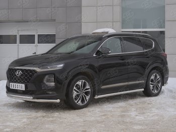 17 399 р. Защита переднего бампера (2 трубы Ø63 и 42 мм, нержавейка) SLITKOFF  Hyundai Santa Fe  TM (2018-2021) дорестайлинг  с доставкой в г. Набережные‑Челны. Увеличить фотографию 2