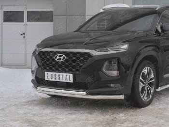 17 399 р. Защита переднего бампера (2 трубы Ø63 и 42 мм, нержавейка) SLITKOFF  Hyundai Santa Fe  TM (2018-2021) дорестайлинг  с доставкой в г. Набережные‑Челны. Увеличить фотографию 4