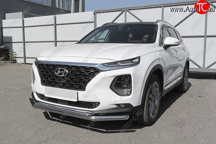 14 899 р. Защита переднего бампера Slitkoff (двойная, d57/42)  Hyundai Santa Fe  TM (2018-2021) дорестайлинг (Нержавейка, Полированная)  с доставкой в г. Набережные‑Челны