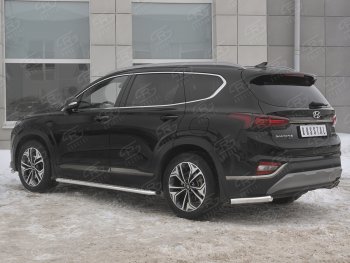 14 499 р. Защита заднего бампера (Ø63 мм уголки, нержавейка) SLITKOFF  Hyundai Santa Fe  TM (2018-2021) дорестайлинг  с доставкой в г. Набережные‑Челны. Увеличить фотографию 2