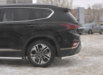 14 499 р. Защита заднего бампера (Ø63 мм уголки, нержавейка) SLITKOFF  Hyundai Santa Fe  TM (2018-2021) дорестайлинг  с доставкой в г. Набережные‑Челны. Увеличить фотографию 3