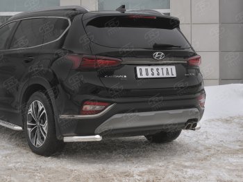 14 499 р. Защита заднего бампера (Ø63 мм уголки, нержавейка) SLITKOFF  Hyundai Santa Fe  TM (2018-2021) дорестайлинг  с доставкой в г. Набережные‑Челны. Увеличить фотографию 4