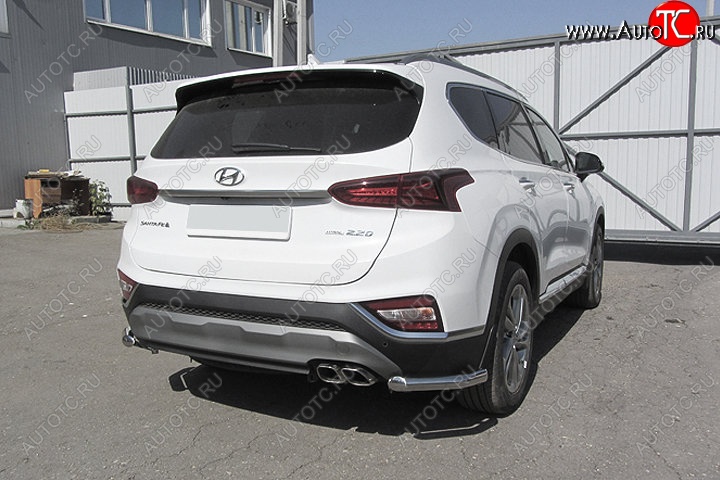 12 299 р. Защита заднего бампера Slitkoff (уголки, d57)  Hyundai Santa Fe  TM (2018-2021) дорестайлинг (Нержавейка, Полированная)  с доставкой в г. Набережные‑Челны