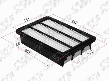 Фильтр воздушный двигателя SAT Hyundai (Хюндаи) Santa Fe (Санта)  CM (2006-2012) CM дорестайлинг, рестайлинг