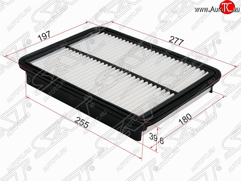 277 р. Фильтр воздушный двигателя (diesel 2.0, 2.2) SAT (277х197х39.6 mm)  Hyundai Santa Fe  CM (2009-2012), KIA Sorento  XM (2009-2015)  с доставкой в г. Набережные‑Челны