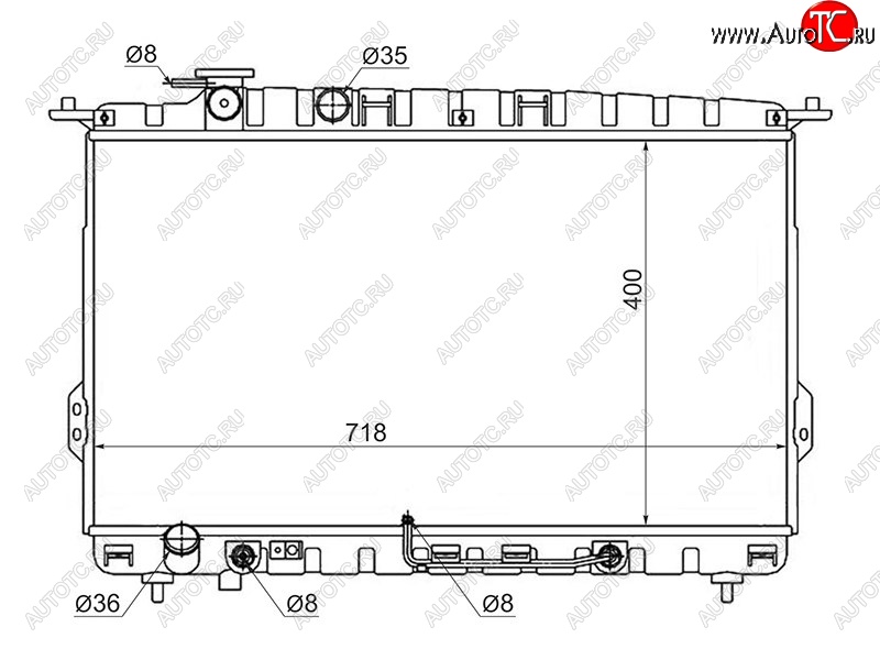 6 349 р. Радиатор двигателя (трубчатый, 2.0 / 2.4 / 2.5 / 2.7) SAT  Hyundai Sonata  EF (2001-2013), KIA Magentis (2000-2005), KIA Optima  1 GD (2000-2005)  с доставкой в г. Набережные‑Челны