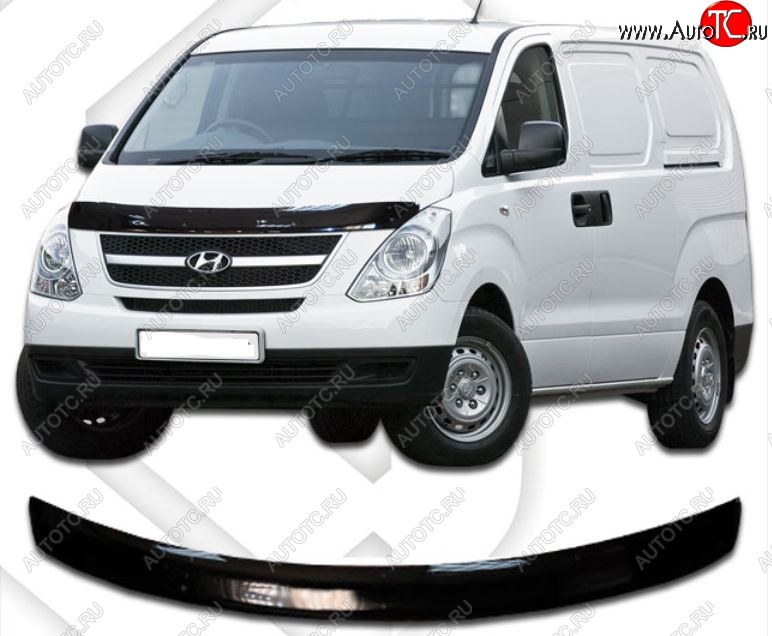 2 159 р. Дефлектор капота CA-Plastic  Hyundai Starex/Grand Starex/H1  TQ (2007-2018) дорестайлинг, рестайлинг (Classic черный, Без надписи)  с доставкой в г. Набережные‑Челны