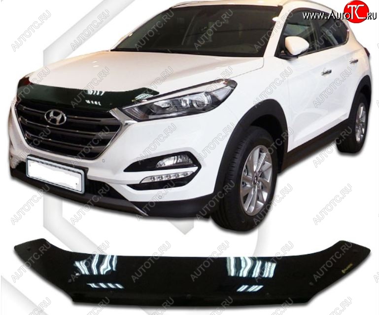 2 189 р. Дефлектор капота CA-Plastic  Hyundai Tucson  TL (2015-2021) дорестайлинг, рестайлинг (Classic черный, Без надписи)  с доставкой в г. Набережные‑Челны