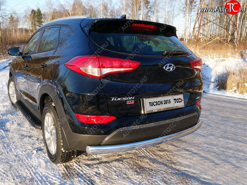 19 299 р. Защита заднего бампера (овальная) ТСС 75х42 мм  Hyundai Tucson  TL (2015-2018) дорестайлинг  с доставкой в г. Набережные‑Челны