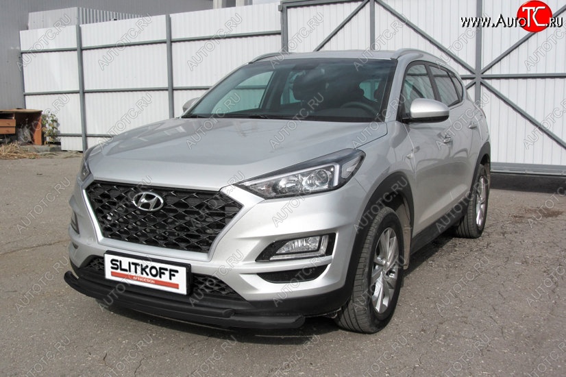 11 799 р. Защита переднего бампера Turbo Slitkoff (двойная, d57/42 мм) Hyundai Tucson TL рестайлинг (2018-2021) (Сталь с полимерным покрытием. Цвет: чёрный)  с доставкой в г. Набережные‑Челны