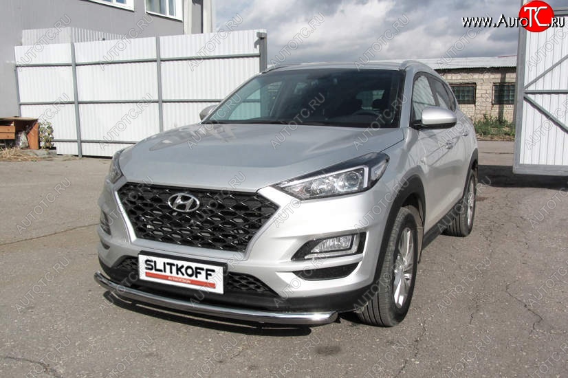 15 999 р. Защита переднего бампера Turbo Slitkoff (d57 мм)  Hyundai Tucson  TL (2018-2021) рестайлинг (Нержавейка, Полированная)  с доставкой в г. Набережные‑Челны