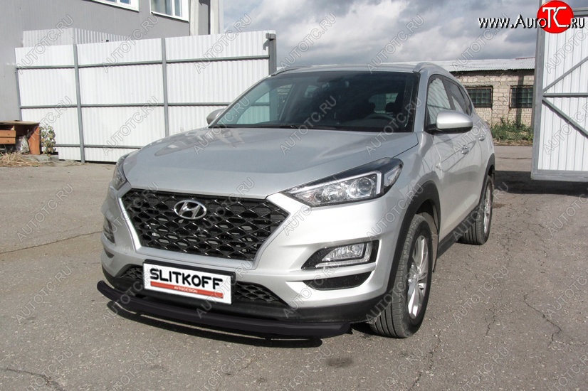 11 199 р. Защита переднего бампера Turbo Slitkoff (d57 мм)  Hyundai Tucson  TL (2018-2021) рестайлинг (Сталь с полимерным покрытием. Цвет: чёрный)  с доставкой в г. Набережные‑Челны