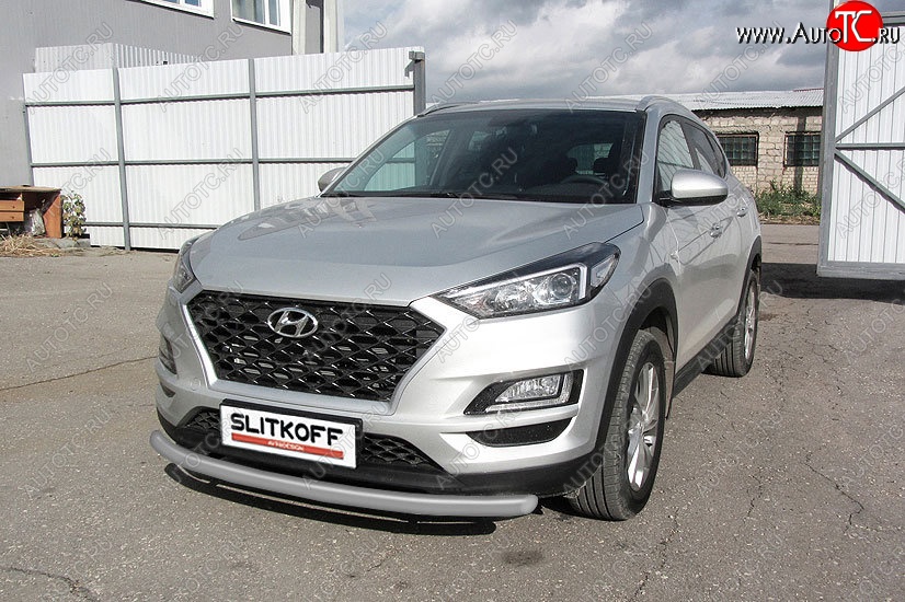 11 199 р. Защита переднего бампера Turbo Slitkoff (d57 мм)  Hyundai Tucson  TL (2018-2021) рестайлинг (Сталь с полимерным покрытием. Цвет: серебристый)  с доставкой в г. Набережные‑Челны