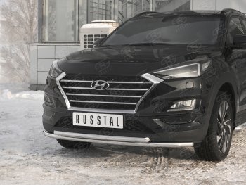 18 999 р. Защита переднего бампера (2 трубы Ø42 мм, нержавейка) SLITKOFF Hyundai Tucson TL рестайлинг (2018-2021)  с доставкой в г. Набережные‑Челны. Увеличить фотографию 2