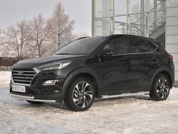 18 999 р. Защита переднего бампера (2 трубы Ø42 мм, нержавейка) SLITKOFF Hyundai Tucson TL рестайлинг (2018-2021)  с доставкой в г. Набережные‑Челны. Увеличить фотографию 3