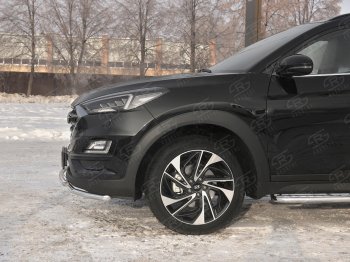 18 999 р. Защита переднего бампера (2 трубы Ø42 мм, нержавейка) SLITKOFF Hyundai Tucson TL рестайлинг (2018-2021)  с доставкой в г. Набережные‑Челны. Увеличить фотографию 4