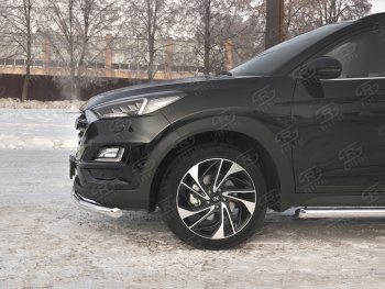 16 999 р. Защита переднего бампера (Ø 63 мм, нержавейка) SLITKOFF  Hyundai Tucson  TL (2018-2021) рестайлинг  с доставкой в г. Набережные‑Челны. Увеличить фотографию 3