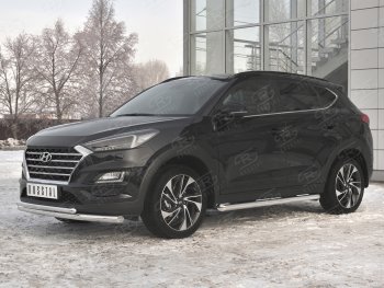 19 599 р. Защита переднего бампера (2 трубы Ø63 и 42 мм, нержавейка) SLITKOFF  Hyundai Tucson  TL (2018-2021) рестайлинг  с доставкой в г. Набережные‑Челны. Увеличить фотографию 2