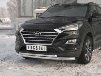 19 599 р. Защита переднего бампера (2 трубы Ø63 и 42 мм, нержавейка) SLITKOFF  Hyundai Tucson  TL (2018-2021) рестайлинг  с доставкой в г. Набережные‑Челны. Увеличить фотографию 4