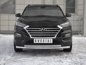 17 599 р. Защита переднего бампера (2 трубы Ø63 и 42 мм, нержавейка) SLITKOFF  Hyundai Tucson  TL (2018-2021) рестайлинг  с доставкой в г. Набережные‑Челны. Увеличить фотографию 1