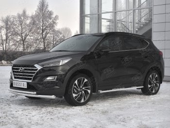 19 549 р. Защита переднего бампера (2 трубы Ø63 и 42 мм, нержавейка) SLITKOFF Hyundai Tucson TL рестайлинг (2018-2021)  с доставкой в г. Набережные‑Челны. Увеличить фотографию 2