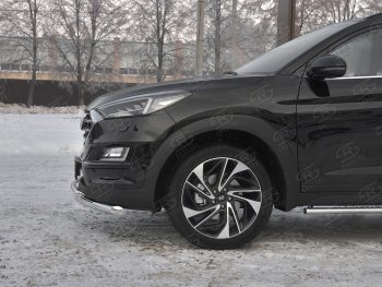 17 599 р. Защита переднего бампера (2 трубы Ø63 и 42 мм, нержавейка) SLITKOFF  Hyundai Tucson  TL (2018-2021) рестайлинг  с доставкой в г. Набережные‑Челны. Увеличить фотографию 3