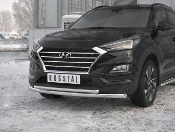 17 599 р. Защита переднего бампера (2 трубы Ø63 и 42 мм, нержавейка) SLITKOFF  Hyundai Tucson  TL (2018-2021) рестайлинг  с доставкой в г. Набережные‑Челны. Увеличить фотографию 4