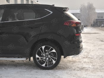 14 899 р. Защита заднего бампера (Ø42 мм волна, нержавейка) SLITKOFF Hyundai Tucson TL рестайлинг (2018-2021)  с доставкой в г. Набережные‑Челны. Увеличить фотографию 2