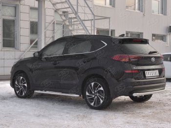 16 499 р. Защита заднего бампера (Ø63 мм, нержавейка) SLITKOFF  Hyundai Tucson  TL (2018-2021) рестайлинг  с доставкой в г. Набережные‑Челны. Увеличить фотографию 2