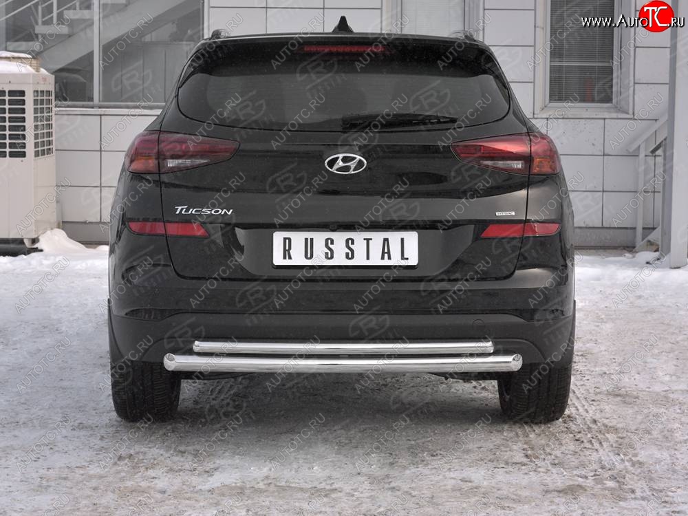 16 999 р. Защита заднего бампера (Ø63/42 мм, нержавейка) SLITKOFF Hyundai Tucson TL рестайлинг (2018-2021)  с доставкой в г. Набережные‑Челны