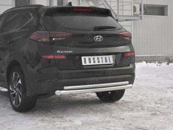 16 999 р. Защита заднего бампера (Ø63/42 мм, нержавейка) SLITKOFF Hyundai Tucson TL рестайлинг (2018-2021)  с доставкой в г. Набережные‑Челны. Увеличить фотографию 3