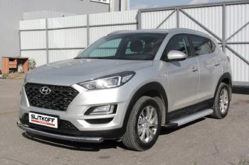 19 449 р. Пороги алюминиевые Slitkoff  Hyundai Tucson  TL (2018-2021) рестайлинг (Optima Silver)  с доставкой в г. Набережные‑Челны. Увеличить фотографию 2