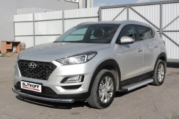 24 999 р. Пороги алюминиевые Slitkoff  Hyundai Tucson  TL (2018-2021) рестайлинг (Standart Silver)  с доставкой в г. Набережные‑Челны. Увеличить фотографию 2