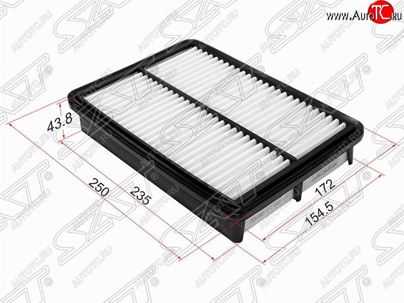 649 р. Фильтр воздушный двигателя SAT (250х172х43.8 mm)  Hyundai Tucson  JM (2004-2010), KIA Sportage  2 JE,KM (2004-2008)  с доставкой в г. Набережные‑Челны