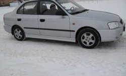 4 099 р. Пороги накладки Style Hyundai Accent седан ТагАЗ (2001-2012) (Неокрашенные)  с доставкой в г. Набережные‑Челны. Увеличить фотографию 3