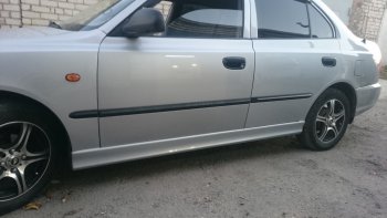 4 099 р. Пороги накладки Style Hyundai Accent седан ТагАЗ (2001-2012) (Неокрашенные)  с доставкой в г. Набережные‑Челны. Увеличить фотографию 12