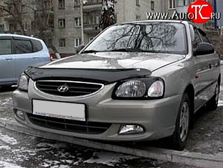 1 484 р. Защита передних фар NovLine (очки) . Hyundai Accent седан ТагАЗ (2001-2012)  с доставкой в г. Набережные‑Челны