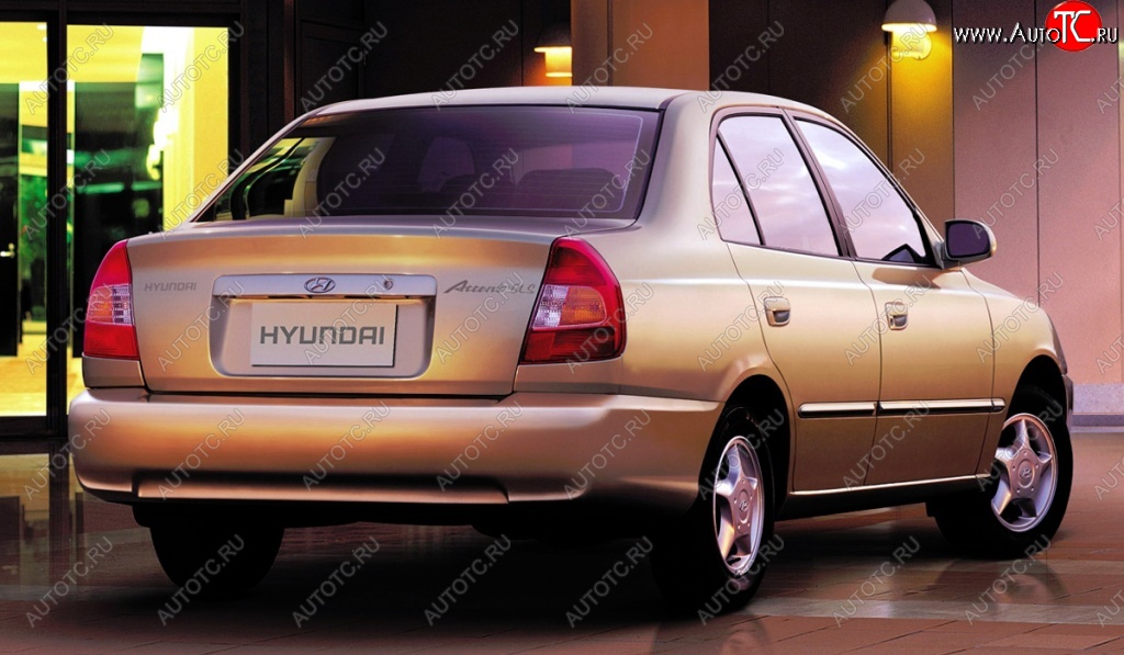 4 899 р. Задний бампер Стандартный Hyundai Accent седан ТагАЗ (2001-2012) (Неокрашенный)  с доставкой в г. Набережные‑Челны