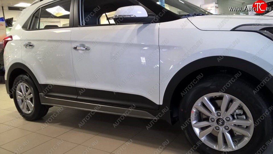 7 349 р. Пластиковые пороги АвтоКрат Hyundai Creta GS дорестайлинг (2015-2019) (Неокрашенные)  с доставкой в г. Набережные‑Челны