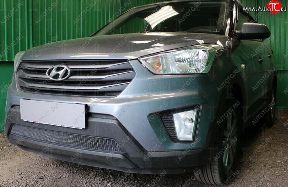 1 469 р. Защитная сетка на бампер Russtal (черная) Hyundai Creta GS рестайлинг (2019-2021)  с доставкой в г. Набережные‑Челны