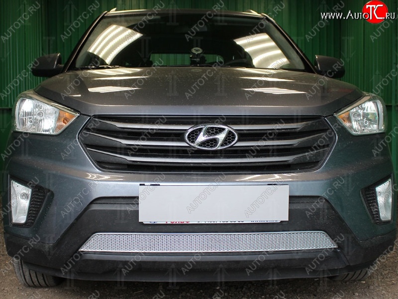 1 539 р. Защитная сетка на бампер Russtal (хром) Hyundai Creta GS рестайлинг (2019-2021)  с доставкой в г. Набережные‑Челны